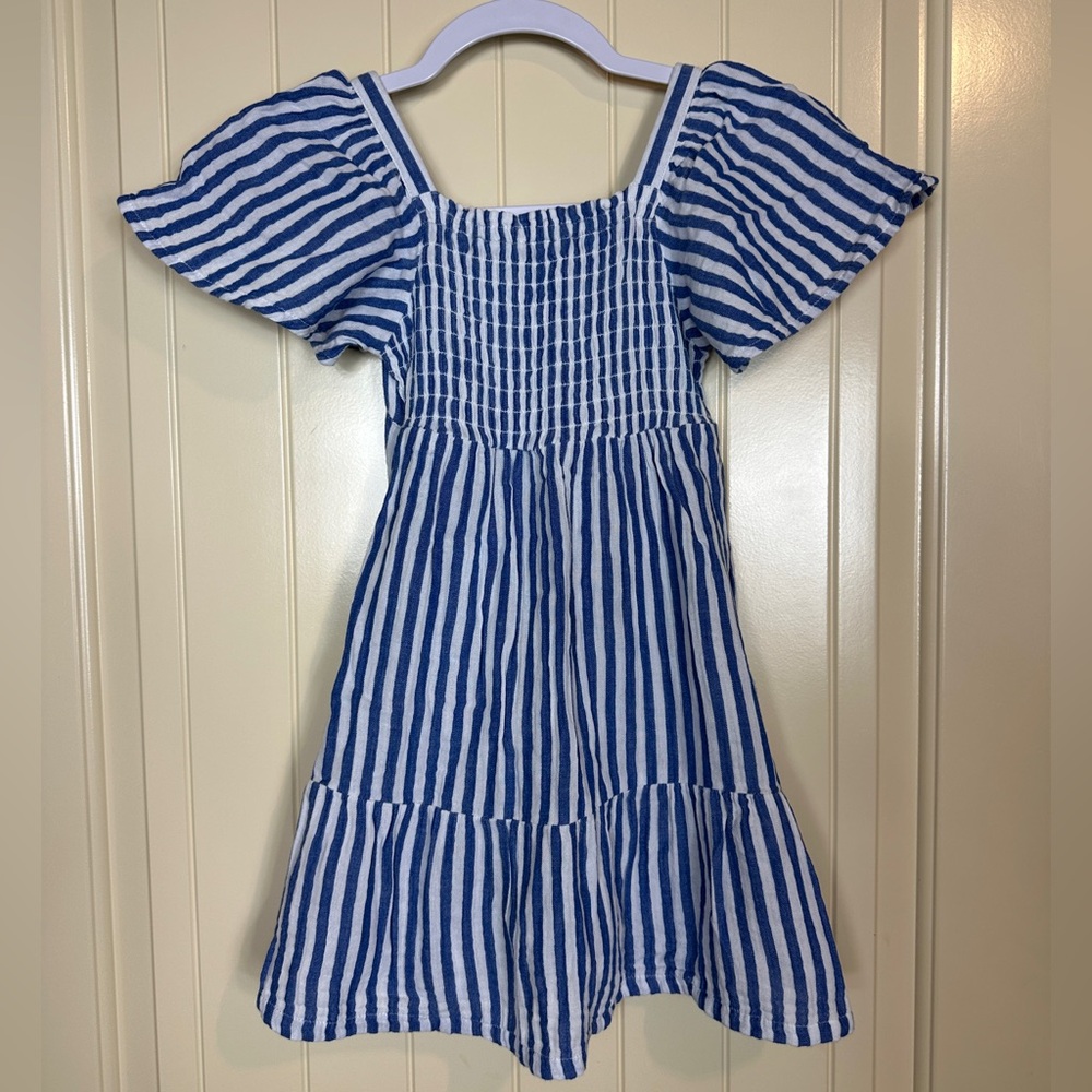 Old Navy Girl’s striped tiered blue white striped‎ dress sz XS 5 GUC